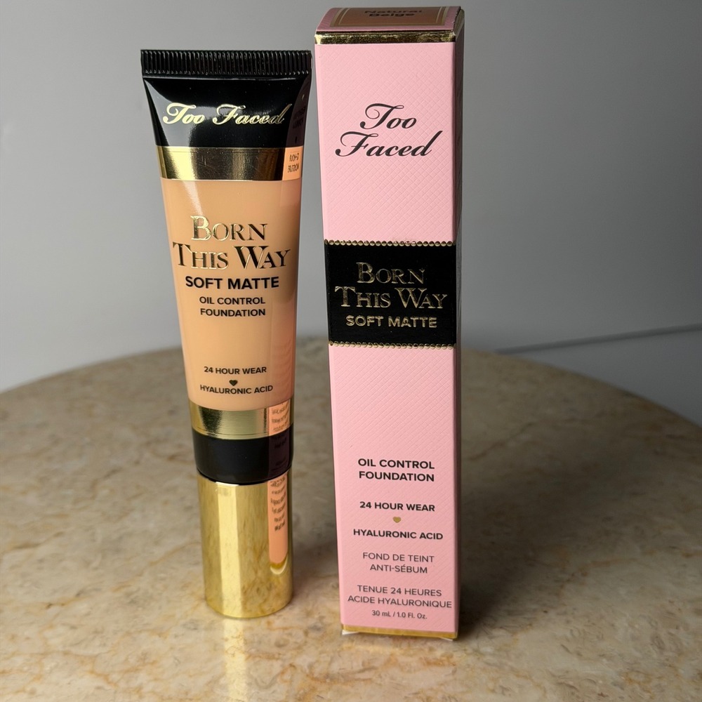 Too Faced Born This Way Soft Matte Foundation 1oz Natural Beige Oil Control NIB